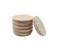 6pcs Round Pine Wood Jar Lids With Silicone Sealing Rings 4.3 In Diameter Wooden For Coffee Drink Mug Cup Beer Can Glasses