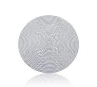 6pcs Round Placemats, 15in PVC Hollow Out Washable Non Slip Place Mats, Dining Table Mats for Anniversary Dinner Kitchen Decorations (Silver)