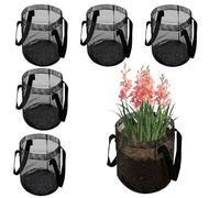 6PCS Round Pond Plant Baskets, 7.9" H x 5.9" Dia Water Lily Mesh Bags 1 Gallon Aquatics Planter Pot Pond Planting Bags Aquatic Plants Growing Container with Handles for Lotus Water Garden Bog Plants