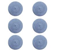 6pcs Round Table Mat Woven Ramie Placemats Anti Slip Dining Mats Non-Slip Tableware Bowl Pads Kitchen Drink Cup Coasters for Tableware(Blue,18cm)