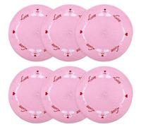 6pcs Round Valentine Placemats, 33cm/13in Red Heart White Swan Placemats Decorative Table Mats for Valentine's Day Wedding Anniversary Party Kitchen Dining Decor (Pink)