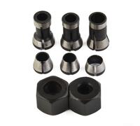 6Pcs Router Bit Collet Chuck Adapter Set for Engraving and Trimming Machines, 3 Sizes (6mm/6.35mm/8mm) with 2 Nuts, Carbon Steel Clamp for