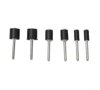 6pcs Rubber Sanding Drum Mandrel Set with 1/8 Inch Shank, 3 Sizes 12.7mm 9.5mm 6.35mm, Black and Silver Rubber & METALs Sanding Mandrels Compatible