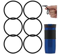 6pcs Rubber Seal Lid Gaskets Replacement Compatible with 16 & 20 oz Contigo Snapseal Byron Travel Mugs Ring Leak-Proof Seal Lid Gasket Replacement Part for Contigo Coffee Travel Tumbler(Black)
