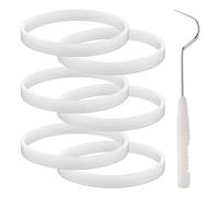 6pcs Rubber Sealing Ring Gaskets for Nutri Ninja Blender, 3.94 inch White Silicone Seals O-Ring Replacement Parts with Hook for Ninja Auto-iQ Pro Extractor CT680 BL456-30 BL480 BL681A BL682 BL640