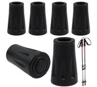 6Pcs Rubber Walking Stick Ferrules, Trekking Pole Tips, Walking Stick Rubber Ends, Hiking Poles Caps Crutch, Protectors Cane Replacement, Non-Slip Walking Pole Rubber Tips for Most Terrain Snow Mud R