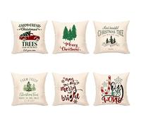 6Pcs Rustic Farm for Fresh Christmas Pillow for Case Xmas Tree Truck Linen Cushi