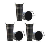 6pcs Rustic Flower Bucket Black Iron Metal Vase with Handles