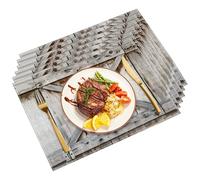 6Pcs Rustic Placemats, Star On Old Barn Wood Western Placemats 16.5x12.6" Heat-Resistant Washable Table Place Mats for Kitchen Dining Home