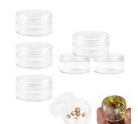 6PCS Sample Pots Leakproof Round Stackable for Space Efficiency 10ml 20ml Cosmetic Pots Small Clear Round Plastic Sample Pots for Cosmetics Empty Sample Pots for Cream Face Creams Sample Make-Up(Trans