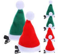 6pcs Santa Hat Hair Clips Flannel Metal Christmas Festival | Cute Charming Event Accessory, Strong Comfortable Grip, Red and Green Set, Not Easy to Fall