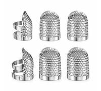 6PCS Sashiko Thimble Kit - 2 Size Metal Thimbles for Hand Sewing & Embroidery, Adjustable Silver Knitting Ring, Finger Protectors for Sewing Supplies & Accessories(3*M 3*S)