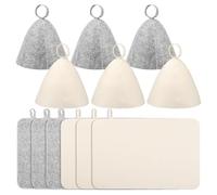6Pcs Sauna Hat & 6Pcs Sauna Mat, Felt Head Protection Shower Hat with Loops, Accessories for Home - for Women