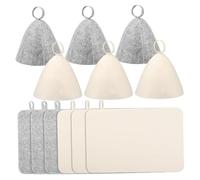 6Pcs Sauna Hat & 6Pcs Sauna Mat Felt Head Protection Shower Hat with Loops Accessories for Home Mat, for Women, Cap, Floor, Accessories