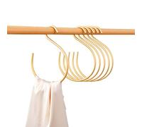 6Pcs Scarf Ring Hangers Gold, Belt Ring Hook Tie Rack Holders Closet Hanger Organizer Multi-Purpose S-Shaped Circle Storage Hook for Ties Scarves Baseball Cap Wardrobe Accessory Storage