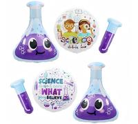 6PCS Science Party Decorations Balloons/STEM Science Birthday Decor with Lab Test Tubes and Flask Foil Balloons/Mad Scientist Chemistry Party Decor for Scienc Fair, School & Classroom Decorations