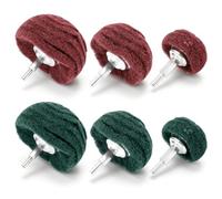 6Pcs Scouring Pads 50/75/100mm Abrasive Buffing Drill Attachment Set with 1/4 Handle, Non Woven Wheel Polishing Kit,Power Scrubber Drill Cleaning Kit