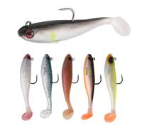 6PCS Sea Fishing Lures Kit 12g Soft Bass Lures Baits Tackle Set UK for Pike Trout Mackerel Savage Gear Perch Spinners Jig with Hooks 3D Eyes Pre-Rigged Artificial Swimbait Vibrating Swim 9cm