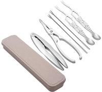 6pcs Seafood Cutlery Set/Seafood Opener Tool Kit/with Storage Box/Shellfish Tools 2 Lobster Crackers and 4 Forks