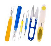 6PCS Seam Ripper Kit - 2 Large 2 Small Stitch Removers - 2 Thread Scissors - Sewing Tools for DIY Needlework & Fabric Cutting (Multicolor)