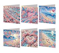 6PCS Seaside Diamond Painting Greeting Card Kit Diamond Art Greeting Cards Special Shaped Arts Crafts Wishes and Blessing for Mother's Day Easter Christmas Birthday Thanksgiving Day Holiday