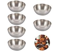 6Pcs Seasoning Dishes Dip Bowls Stainless Steel Sauce Dishes Round Condiment Sauce Cups Snack Bowls Sushi Dip Bowls for Dips Appetizers Snacks