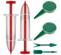 6PCS Seed Dispenser Mini Seed Spreader Small Seeds Planter Tool Seedlings Sower for Tiny Seeds Manual Seedlings Dibber and Widger Set Reusable Handheld Small Planter Tool for Carrot Lettuce(Red)