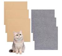 6PCS Self-Adhesive Cat Scratching Mat - 30x30cm Reusable Cats Scratching Protector for Sofa, Wall, and Furniture, Dark Brown/Khaki, DIY Cat Climbing Carpet with Anti-Scratch Design