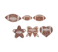 6pcs Self-Adhesive Embroidered Rugby Sports Fabric Patches | Glue and Rhinestones Material, Glitter Sparkling Rhinestone Embroidery, for Sewing Projects and Team Spirit Wear