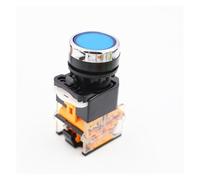 6Pcs self-reset/self-locking button switch and durableLAY38-11BN flat button 22MM normally open normally closed IDGTTLDF(6Pcs Blue,Self-lock)