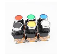 6Pcs self-reset/self-locking button switch and durableLAY38-11BN flat button 22MM normally open normally closed IDGTTLDF(6Pcs Color mixing,Self-lock)