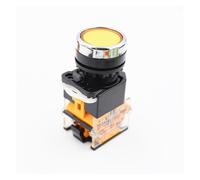 6Pcs self-reset/self-locking button switch and durableLAY38-11BN flat button 22MM normally open normally closed IDGTTLDF(6Pcs Yellow,Self-reset)