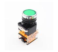 6Pcs self-reset/self-locking button switch and durableLAY38-11BN flat button 22MM normally open normally closed IDGTTLDF(6Pcs Green,Self-reset)