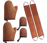 6Pcs Self Tanning Mitt Set - Reusable Fake Tan Gloves with Back Applicator & Exfoliating Strips - Velvet Tanning Mitt for Streak-Free Sunless Tan Application (2 Finger & 2 Thumb Mitts)