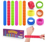 6PCS Sensory Slap Bracelets, Textured Silicone Fidget Wristband Bands for Stress Anxiety Autistic ADHD, Wearable Calm Down Travel Airplane Essentials Toys for 3+ Year Old Boys Girls Teens