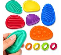 6PCS Sensory Stones & 4PCS Sensory Rings - Fidget Toys for Kids & Adults - Anxiety & Stress Relief Worry Stones for Autism, ADHD, Focus & Calm - Textured Tactile Sensory Stimulation Toys