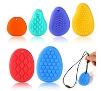6pcs Sensory Worry Stones, Silicone Thumb Sensor Worry Stones with 6 Black Lanyards Colorful Worry Stones Silent Fidget Toys Anxiety Fidget Stones for Stress Autism Kid Adult(6 Styles)