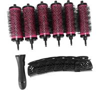 Tuabyem 6pcs/set 3 Sizes Detachable Handle Hair Roller Brush with Positioning Clips Aluminum Ceramic Barrel Curler Comb Hairdresser