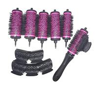 6pcs/set 3 Sizes Round Hair Brush Set,Detachable Handle Hair Roller Brush with Positioning Clips Aluminum Ceramic Barrel Curler Comb Hairdresser/3387