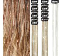 6Pcs/SET 50cm Sparking Shiny Hair Tinsel Hair Extensions Tinsel Hair Clip on Extensions Women for Braiding Headdress