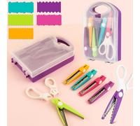 6Pcs/Set Craft Scissors Decorative Paper Edge Scissors with Storage Box Set, 5 Kinds Zig Zag Edges Scissors Great for DIY Projects Paper Card,Photo, Scrapbook,Office School Home Manual (Violet)