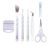 6Pcs Set Craft Vinyl Weeding Tools Including Scissors/Scrape/Weeders/Tweezers/Spatula, Stainless Steel DIY Cameos & Lettering Kits, ABS Plotter Accessories for Cardstock, Iron-On Projects, Silhouette