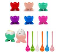 6Pcs Set Egg Cups, Egg Cup, Egg Cups 6 Boiled Egg Holder Kitchen Egg Cups Set Colorful for Kitchen Boiled Eggs Breakfast Stack and Egg Cups Holders (Egg Cups and Spoons are Randomly Colored)