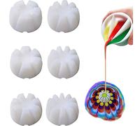 6Pcs/Set Flower Pour Cups Silicone Split Cup for Paint Pouring Acrylic Pouring Flower Strainers Fluid Art Pour DIY Resin Molds for Making Painting Tools Drawing Accessories (White)