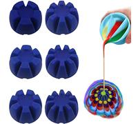 6Pcs/Set Flower Pour Cups Silicone Split Cup for Paint Pouring Acrylic Pouring Flower Strainers Fluid Art Pour DIY Resin Molds for Making Painting Tools Drawing Accessories (Blue)