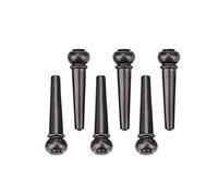 6Pcs Set Guitar Bridge Pins,Brass Acoustic Guitar String Bridge Pin for 6 String Acoustic Folk Guitar Nail Pegs Fixed Cone Replacement Parts Gold Black (Black)