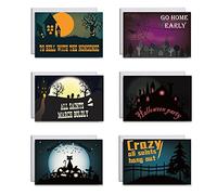 6pcs/set Halloween Greeting Cards With Envelopes Stickers Happy Halloween Night Designs Postcards Invitation Party Supplies Greeting Cards With Envelopes And Stickers
