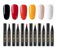 6Pcs/Set Nail Polish Pen, 6 Colors 8ml 3 In 1 Varnish Set, One Step DIY Soak Off UV LED Art Pens for Women Girls, Style 1