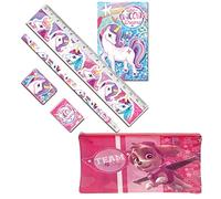 6Pcs Set, Paw Patrol Skye Flat Pencil Case with 5Pcs Stationery Set, Pencil, Ruler, Eraser, Sharpener and Notebook, School Essentials for Kids 3+ Y