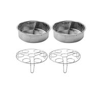 6Pcs/Set Pressure Cooker Accessories Stainless Steel Steam Basket with Egg Steamer Rack, Divider for Kitchen Cooking
